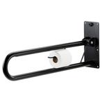 Toiletbeugel opklapbaar 76 cm met toiletrolhouder - Mat zwar, Diversen, Ophalen of Verzenden, Nieuw
