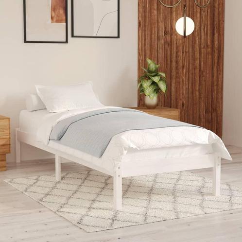 vidaXL Cadre de lit Blanc Bois massif 75x190 cm Petit, Maison & Meubles, Chambre à coucher | Lits, Neuf, Envoi