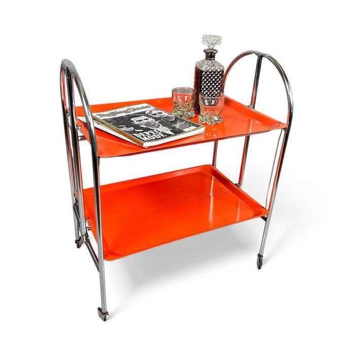 Dinette - Serveerwagen - Chroom, PVC - Jaren 70 dinette, Antiek en Kunst, Antiek | Meubels | Stoelen en Sofa's