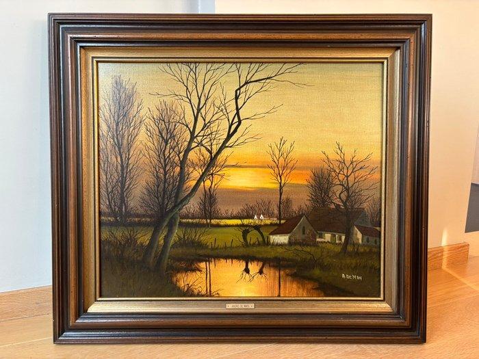 André De Man (1925-2002) - Platteland, Antiquités & Art, Art | Peinture | Classique