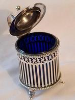 Specerijenbus - Zilveren Mosterd pot met oor en deksel,