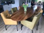 Set van 6 leren eetkamerstoelen - met armleuning en wieltjes, Overige kleuren, Nieuw, Leer, Ophalen of Verzenden