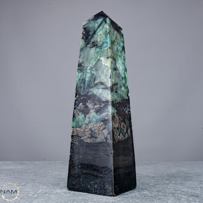 Smaragd Obelisk met pegmatiet en glimmerschiefer –, Antiek en Kunst, Curiosa en Brocante