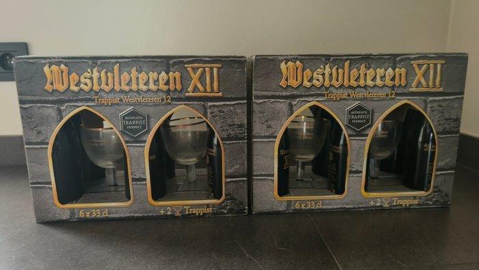Westvleteren - XII Brickbox met brillen - 33cl - 12 flessen, Verzamelen, Wijnen