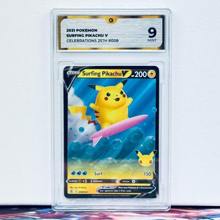 Pokémon Graded card - Surfing Pikachu V #008 Celebrations -, Hobby en Vrije tijd, Verzamelkaartspellen | Pokémon