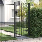 vidaXL Poort met puntige bovenkant enkel 1x2 m staal zwart, Tuin en Terras, Verzenden, Nieuw