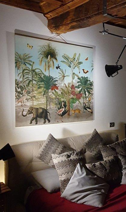 Artmaison katoenen paneel met flamingo, olifanten en, Antiek en Kunst, Curiosa en Brocante