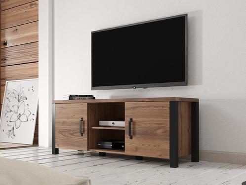 TV-Meubel Olivia - Zwart - Eiken - 147 cm, Maison & Meubles, Armoires | Mobilier de télévision, Envoi