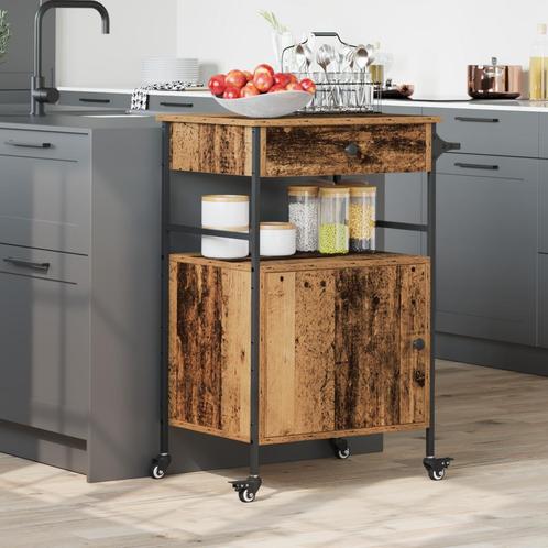 vidaXL Keuken Trolley Oude Hout 56x43x89.5 cm Geengineerd, Huis en Inrichting, Keuken | Keukenbenodigdheden, Nieuw, Verzenden