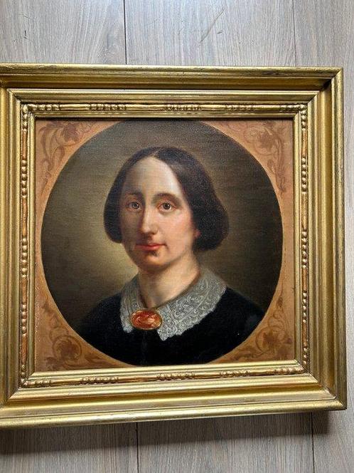 Hollandse school (XIX) - Portret statige dame, Antiek en Kunst, Kunst | Schilderijen | Klassiek