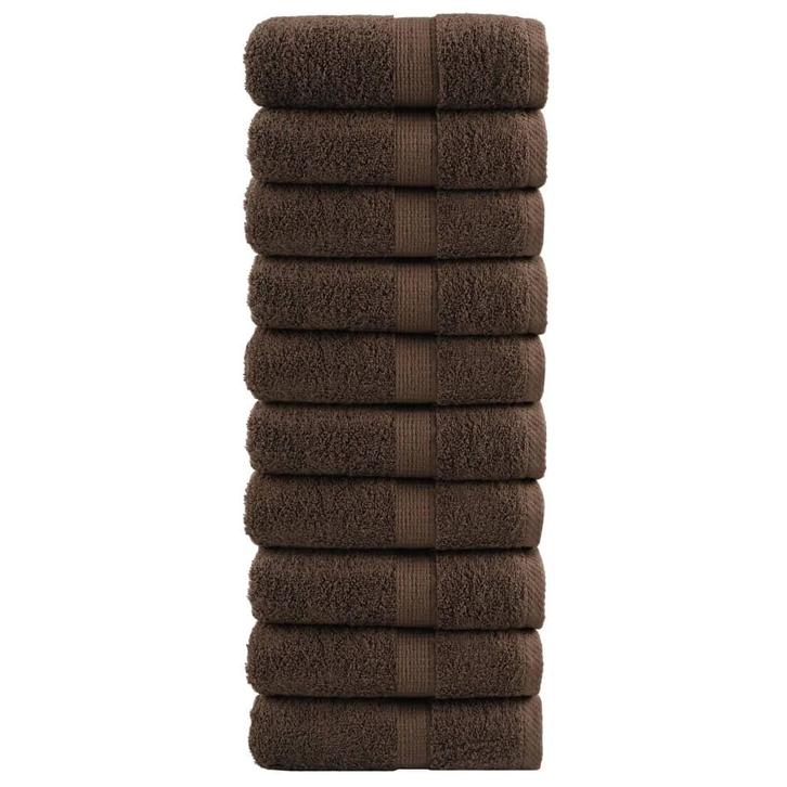 vidaXL Gastendoekjes SOLUND 10 st 600 g/m² 30x50 cm bruin, Maison & Meubles, Salle de bain | Linge de bain & Accessoires, Envoi