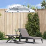 vidaXL Ligbed Parasol met metalen paal Blauw & Wit 161 x 193, Tuin en Terras, Verzenden, Nieuw