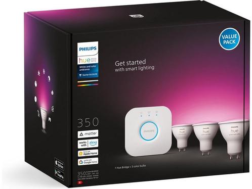 Philips Hue starterkit - wit en gekleurd licht - 3-lampen -, Huis en Inrichting, Woonaccessoires | Overige, Zo goed als nieuw