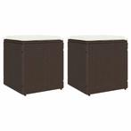 vidaXL Tuinkrukken met kussens 2 st 40x40x43 cm poly rattan, Verzenden, Nieuw