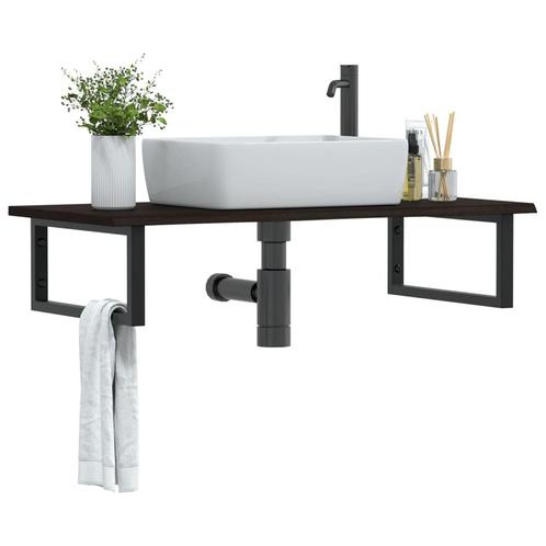 vidaXL Étagère de vasque murale acier et bois de chêne, Maison & Meubles, Tables | Coiffeuses, Neuf, Envoi