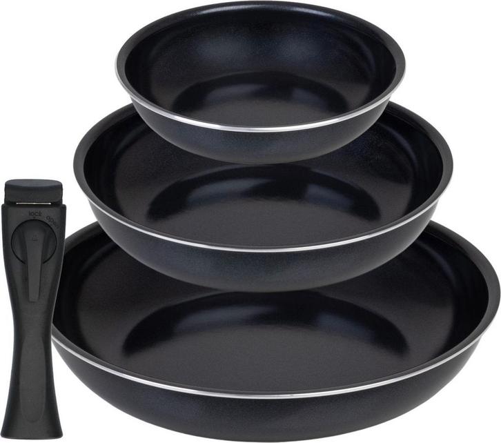 2dekans | Deleca PFAS Vrije Pannenset Japandi - 3-Delig Ø, Elektronische apparatuur, Ovens, Ophalen of Verzenden