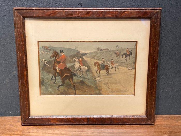 Ottokar Walter - Lijst - Hout - Antique Horse print, Antiek en Kunst, Curiosa en Brocante