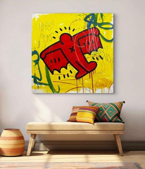 Freda People (1988-1990) - Super Rare Haring Street Art, Antiek en Kunst, Kunst | Schilderijen | Modern