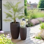 Lot de deux pots hauts en rotin synthétique - noir - S : 26, Maison & Meubles, Verzenden, Neuf