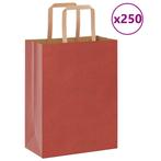 vidaXL Papieren zakken 250 st met hengsels 21x11x28 cm rood, Diversen, Cadeauverpakkingen, Verzenden, Nieuw