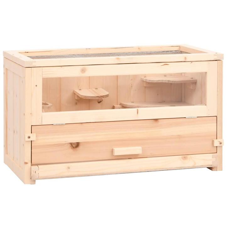 vidaXL Hamsterkooi 60x30x35 cm massief vurenhout, Dieren en Toebehoren, Knaagdieren en Konijnen | Hokken en Kooien, Nieuw, Verzenden