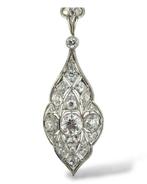 Collier avec pendentif - 14 carats Or blanc, Platine,, Handtassen en Accessoires, Antieke sieraden