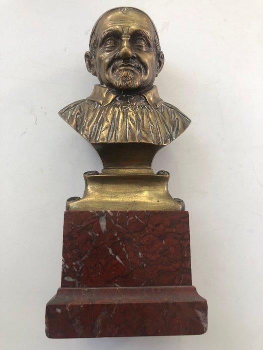 Buste, Saint Vincent De Paul - 27 cm - Brons, Marmer, Antiek en Kunst, Kunst | Niet-Westerse kunst