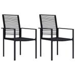 vidaXL Tuinstoelen 2 st PVC-rattan zwart, Tuin en Terras, Tuinstoelen, Verzenden, Nieuw