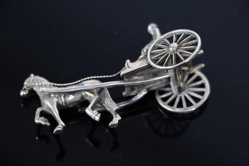 Miniatuur beeldje - Paard en wagen - .835 zilver, Antiek en Kunst, Antiek | Zilver en Goud