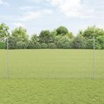 vidaXL Gelast Draadhek met 22 U-palen Zilver 1,5x25 m Staal, Tuin en Terras, Tuinhekken en Hekwerk, Verzenden, Nieuw