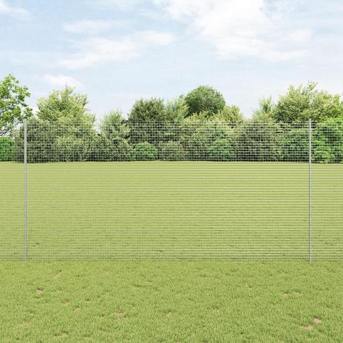 vidaXL Gelast Draadhek met 22 U-palen Zilver 1,5x25 m Staal, Tuin en Terras, Tuinhekken en Hekwerk, Nieuw, Verzenden
