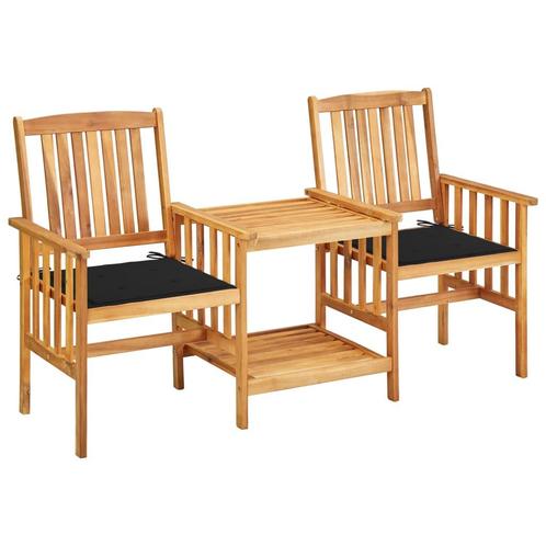 vidaXL Chaises de jardin avec table à thé et coussins, Tuin en Terras, Tuinsets en Loungesets, Verzenden