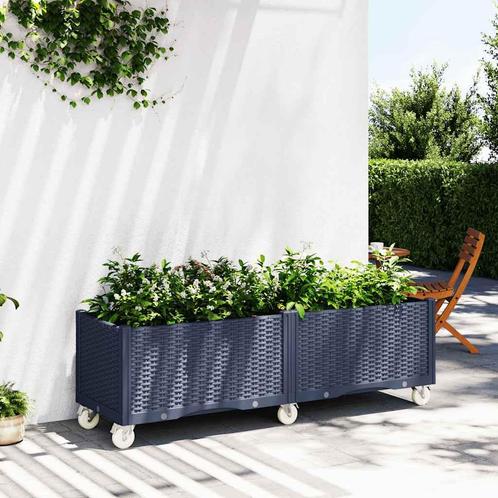 vidaXL Plantenbak met wielen 160x50x54 cm polypropeen, Tuin en Terras, Bloempotten, Nieuw, Verzenden