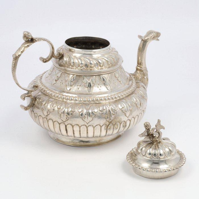 Trekpot 19e eeuw - Naar 18e-eeuws voorbeeld - Theepot - .934, Antiek en Kunst, Antiek | Zilver en Goud