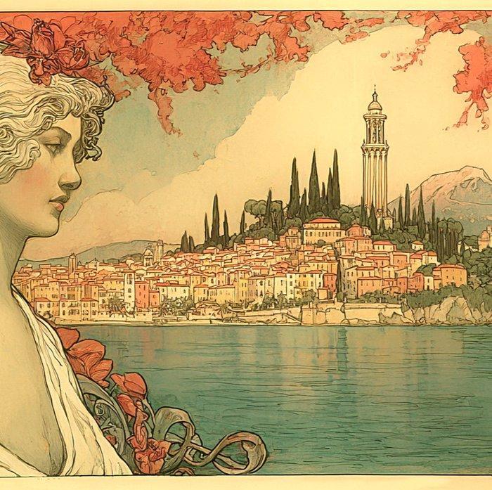 CARCANVAS_IT - Panoramic art deko Sirmione peninsula cm 60 x, Huis en Inrichting, Overige Huis en Inrichting