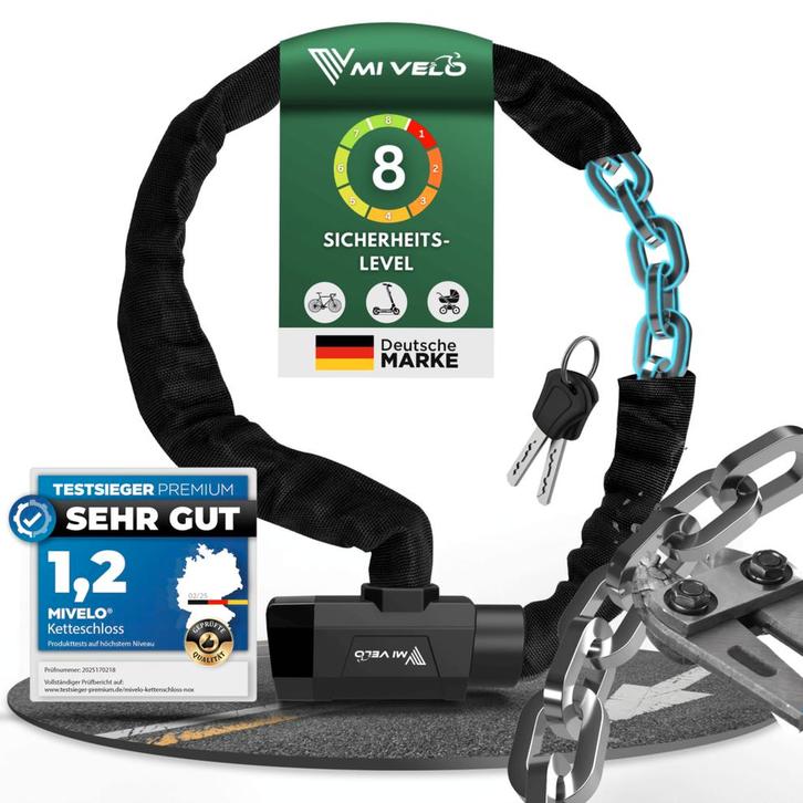 2eChoix | MIVELO Chaîne de vélo - Avec serrure à clé - 90 CM, Fietsen en Brommers, Fietsaccessoires | Overige Fietsaccessoires