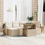 vidaXL Tuin Eettafel Set met kussen 7 pcs Beige en Crème, Tuin en Terras, Verzenden, Nieuw
