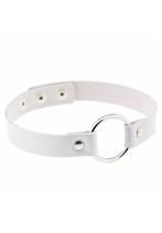 Choker Wit Ring Pu Leer Collar Ketting Halsband Sexy, Handtassen en Accessoires, Kettingen, Ophalen of Verzenden, Nieuw, Wit