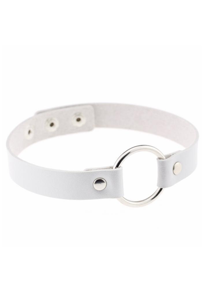 Choker Wit Ring Pu Leer Collar Ketting Halsband Sexy, Handtassen en Accessoires, Kettingen, Wit, Nieuw, Ophalen of Verzenden