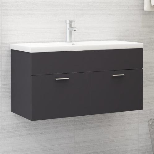 vidaXL Wastafelkast 90x38,5x46 cm bewerkt hout grijs, Maison & Meubles, Salle de bain | Meubles de Salle de bain, Envoi