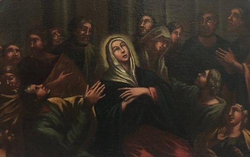 Italian School (XVIII) - Pentecost, Maria with Saints - NO, Antiek en Kunst, Kunst | Schilderijen | Klassiek