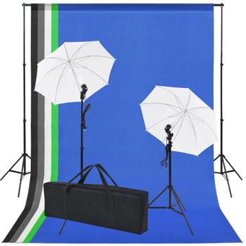 vidaXL Fotostudio set met 5 gekleurde achtergronden & 2 para