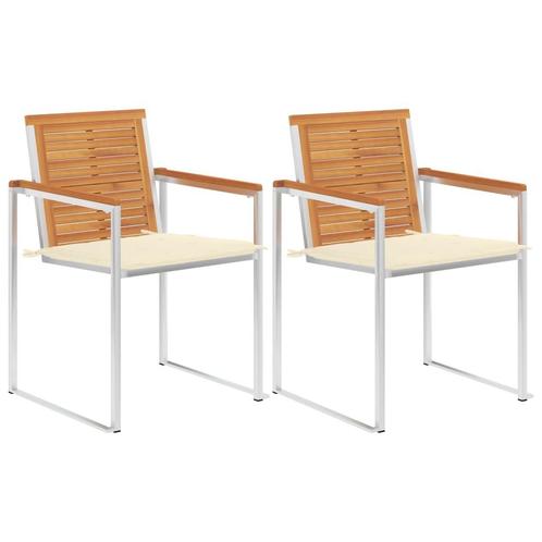 vidaXL Tuinstoelen 2 st met kussens massief acaciahout en, Tuin en Terras, Tuinstoelen, Nieuw, Verzenden