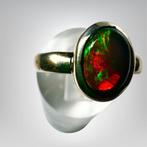 Ring met zwarte opaal AAA - Zilver 925 Sieraden- 4.4 g - (1)