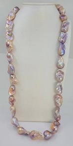 Halsketting Grote 17x20mm roze Edison freshwater parels., Handtassen en Accessoires, Kettingen, Nieuw