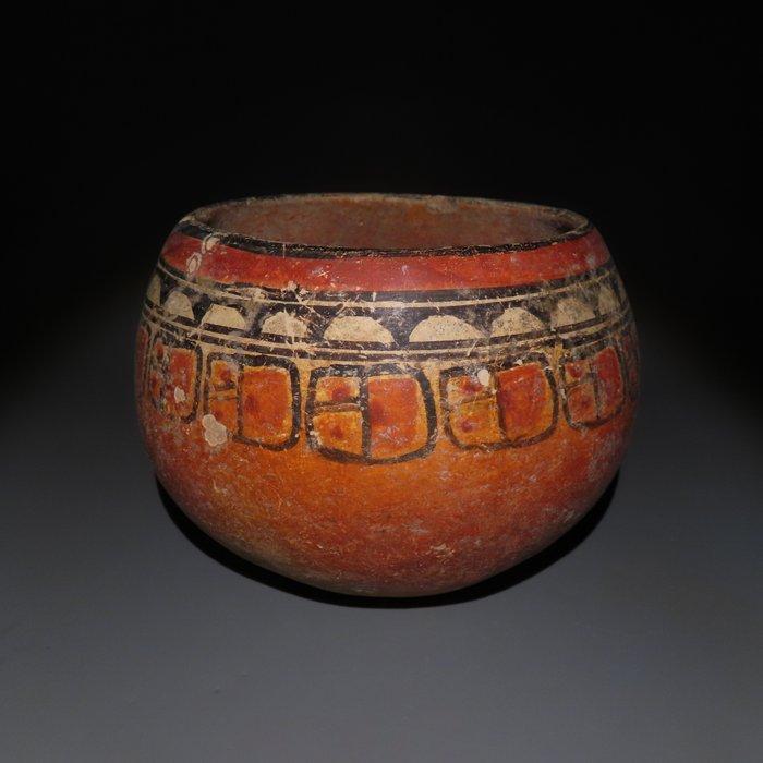 Mayan Terracotta Kom. ca. 450 - 650 n.Chr. 11,7 cm hoog., Verzamelen, Mineralen en Fossielen