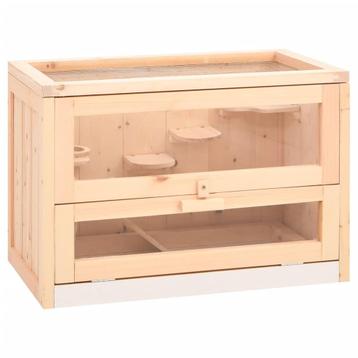 vidaXL Hamsterkooi 60x35,5x42 cm massief vurenhout, Dieren en Toebehoren, Verzenden, Nieuw