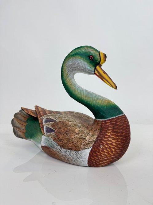 sculptuur, Papera in legno dipinta a mano - 26 cm - Hout, Antiek en Kunst, Kunst | Designobjecten
