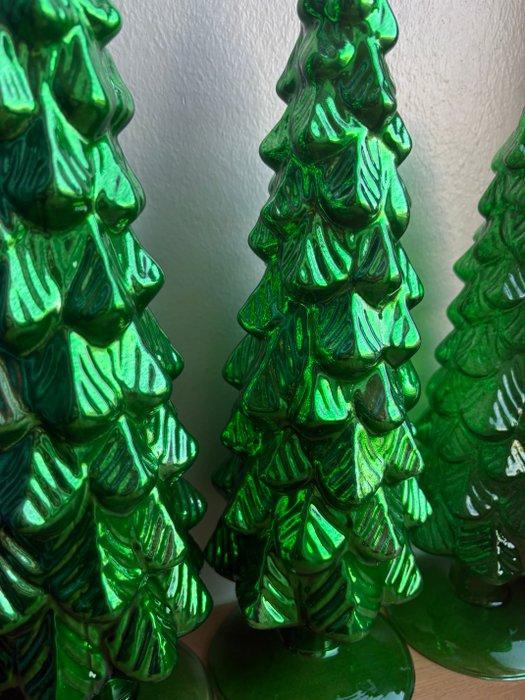 Goodwill: 3 groene kerstbomen van glas - Boules de Noël, Divers, Noël