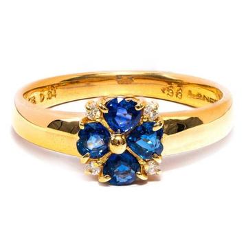 Ring - 18 karaat Geel goud Saffier - Diamant, Handtassen en Accessoires, Ringen, Nieuw